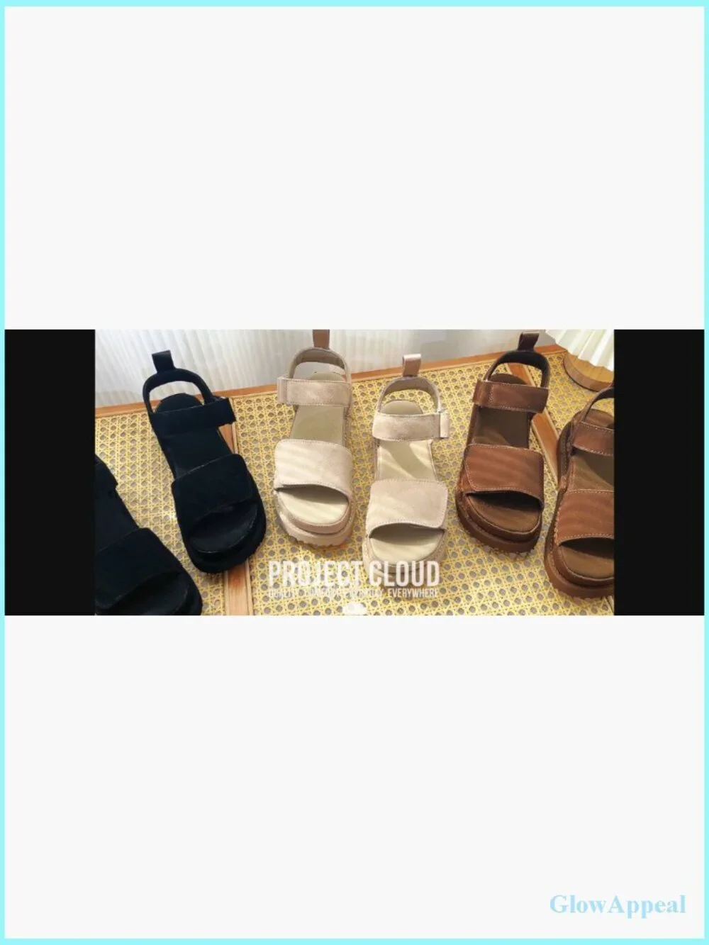 Genuine Leather Platform Sandals Memory Foam Chunky Wedge
